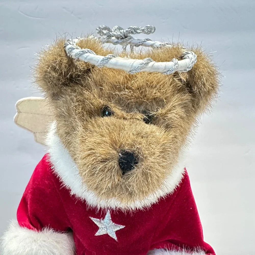 Vintage Boyds‎ Bears Christmas Angel Bear Tree Topper Red Velvet Stars Plush